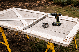 Shed door repair close-up